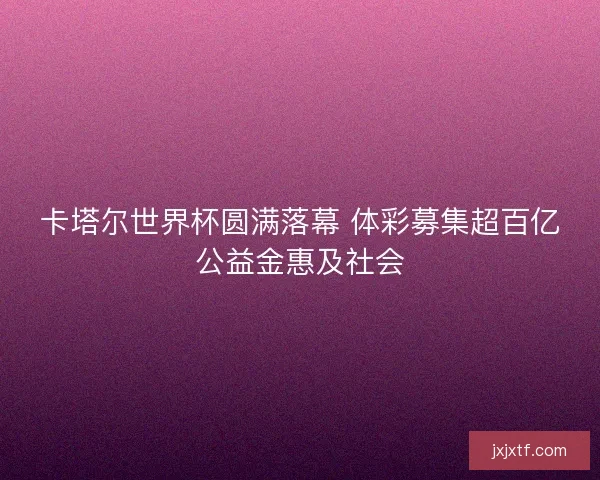 卡塔尔世界杯圆满落幕 体彩募集超百亿公益金惠及社会