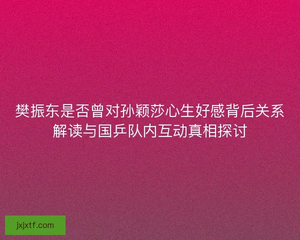 樊振东是否曾对孙颖莎心生好感背后关系解读与国乒队内互动真相探讨