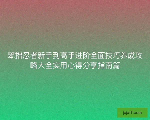 笨拙忍者新手到高手进阶全面技巧养成攻略大全实用心得分享指南篇