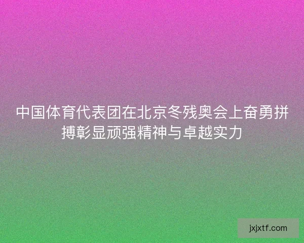 中国体育代表团在北京冬残奥会上奋勇拼搏彰显顽强精神与卓越实力